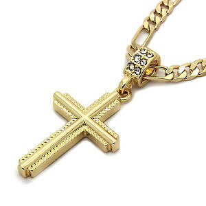 yzWG[EANZT[ YS[hbLS[hy_gNXtBKlbNX`F[da uomo 14k intrecciato placcato oro pendente croce con 24 pollici figaro collana caten