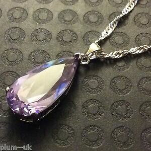 【送料無料】ジュエリー・アクセサリー アメジストペンダントチェーンシルバーホワイトゴールドボックスームプラムpe 45 large 25mm lilla ametista ciondolo amp; catena argento bianco oro f boxd plum uk