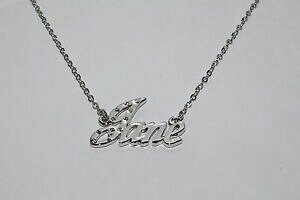 yzWG[EANZT[ WF[zCgS[hbLlbNX`F[jane 18ct bianco oro placcatura collana con nomefidanzamento nuziale nome catena