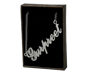 【送料無料】ジュエリー・アクセサリー ネックレスグルプレットスワロフスキーホワイトゴールドプレートドcollana con nome gurpreet 18ct bianco placcato ororealizzati con elementi swarovski