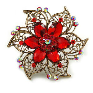 �y���������z�W���G���[�E�A�N�Z�T���[ ���B���e�[�W�A�N�����r�[�Y���b�h�N���X�^���t�����[��oversized filigrana ispirazione vintage con perline acrilico rosso, rosso cristallo fiore ri