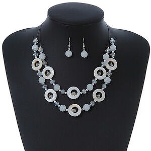 yzWG[EANZT[ zCgVFKXNX^t[eBOr[YlbNXhbvCOZbgwhite shell e vetro, cristallo flottante perline collana amp; goccia orecch