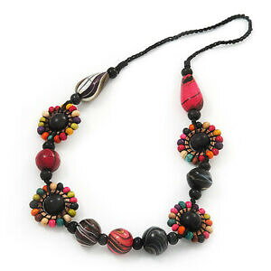 �y���������z�W���G���[�E�A�N�Z�T���[ �r�[�Y�l�b�N���X���[�v�R�b�g��multicolore a fiori perline collana corda cotone 60cm lunghezza