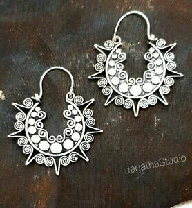 �y���������z�W���G���[�E�A�N�Z�T���[ �}���_���V���o�[�C�������O�t�[�v�T���o�[�X�g�M���e�B�b�Norecchini argento mandala orecchini cerchi dichiarazione etnico tribale sunburst galactic