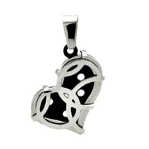 yzWG[EANZT[ XeXy_gacciaio inox pendente a cuore aperto, gratis perlina sfera catena