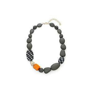 yzWG[EANZT[ ubNzCgIWlbNXO[Xg[~bNXdonna grigio stone mix con nero bianco e arancione resina collana