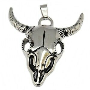 yzWG[EANZT[ XeXlbNXy_gXJz[Oobt@[ciondolo collana in acciaio inox 316 teschio corna lunghe teschi bufalo