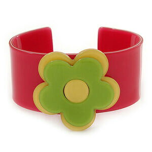 yzWG[EANZT[ fB[vsNCG[CgO[_t[ANJtuXbgdeep rosa, giallo, verde chiaro fiore moderna acrilico polsino bracciale 19cm l