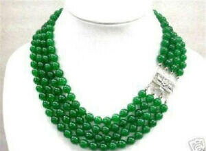 yzWG[EANZT[ veBCi`WFChO[Ehr[YlbNXC`pretty 4 righe naturale 8mm giada verde round gemstone beads collana 1720 pollici