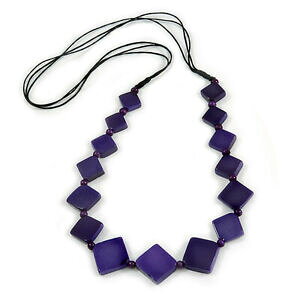 yzWG[EANZT[ OfB[vp[v{[XNGAr[YubNXgOlbNXRbglong deep purple osso quadrato perline nero collana corda cotone 82cm l