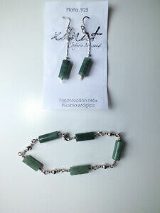 yzWG[EANZT[ O[Xg[uXbgCOZbgVo[AK^Ahx`[A[eBULVRgreen stone bracciale orecchino set argento agata avventurina a