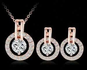 yzWG[EANZT[ XtXL[NX^S[hlbNXCOZbg18k real oro riempito collana orecchini set realizzato con cristalli swarovski ns2