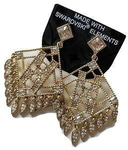 yzWG[EANZT[ XtXL[OCO_OS[hg[swarovski elements orecchini lunghi dangle gold tone 66 cm