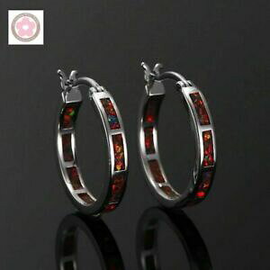 yzWG[EANZT[ NVbNEhT[NbhVo[X^[OCObellissimo classico rotondo cerchio rosso argento sterling 925 orecchini opale di fuoco