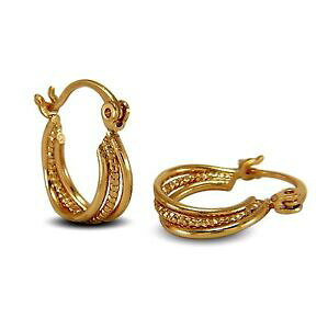 �y���������z�W���G���[�E�A�N�Z�T���[ �T�C�Y�S�[���h�C�G���[�N���I�[���t�[�v�C�������Omolto piccolo formato 18ct oro giallo orecchini cerchi creolo riempiti da donna ragazze gf