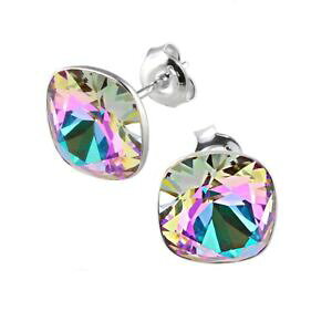 yzWG[EANZT[ X^[OXNGAVo[sCOXtXL[NX^R925 orecchini a perno argento sterling quadrato vitrail light 10 mm cristalli swarovski