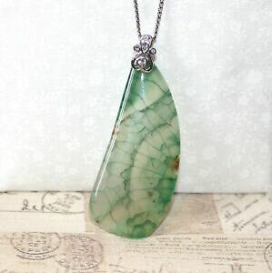 yzWG[EANZT[ Vo[lbNXO[AK^y_ghbvlunga collana con argento platino con vena verde agata ciondolo goccia