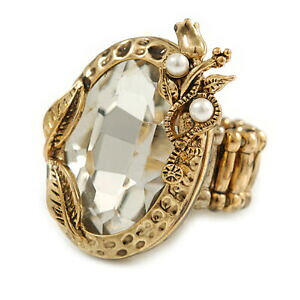 yzWG[EANZT[ Be[WKXI[oO^GCWhS[hg[vetro di ispirazione vintage ovale anello in tono oro invecchiato in metallo 30mm in tutto