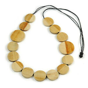 yzWG[EANZT[ l^i`WEbhr[YubNlbNXO[vRbgmoneta melange naturale legno perline nero collana lunga corda cotone 100cm di lung