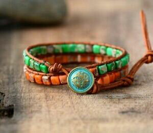 yzWG[EANZT[ NX^r[YthVbvuXbgbvT[tIWO[AK^`NU[crystal perline braccialetto dellamicizia wrap surf verde arancion