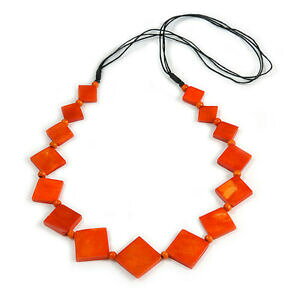 yzWG[EANZT[ OIW{[XNGAr[YubNlbNX[vRbglunga arancione osso quadrato perline nero collana corda cotone 82cm l