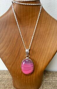yzWG[EANZT[ veBsNAK^Vo[y_g`F[pretty pink agata e argento ciondolo amp; catena