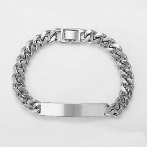 yzWG[EANZT[ YzCgS[huXbgda uomo 9ct oro bianco riempito grosso cordolo id nome identita bar 9 bracciale uk b11