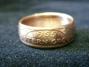 �y���������z�W���G���[�E�A�N�Z�T���[ �C�M���X�J���u�R�C�������O�T�C�Yhandmade british caribbean territories coin ring 1955, size n us 6 12 r1336