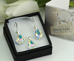 yzWG[EANZT[ XtXL[NX^obNNX^Vo[ZbgCO925 orecchini argentoset realizzato con cristalli swarovski 16mm baroccocrystal ab