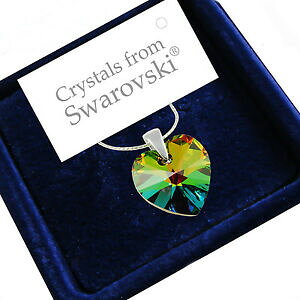 yzWG[EANZT[ Vo[X^[OlbNXXtXL[RrbOn[gANX^925 argento sterling collana 18 grande cuore cristalli veri da swarovski R