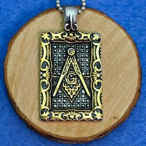 �y���������z�W���G���[�E�A�N�Z�T���[ ���\�j�b�N�X�e�����X�l�b�N���X�v���[�g�y���_���gcolori oro e argento in acciaio inox massonico collana con pendente piastrina