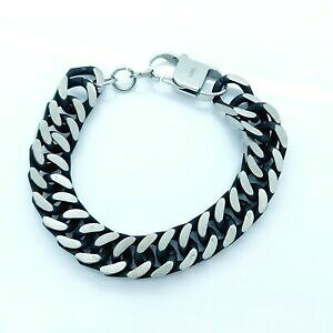yzWG[EANZT[ XeXX`[Vo[ubNN`F[uXbg~[g[W}large uomo in acciaio inox argentonero 316l link catena braccialetto 15 mm