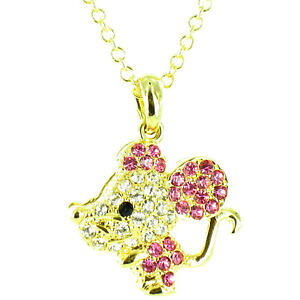 yzWG[EANZT[ [YNANX^S[hbLuO}EXlbNXrosa e cristallo chiara su placcato oro bling mouse collana