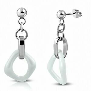 【送料無料】ジュエリー・アクセサリー ステンレスイヤリングorecchini acciaio inossidabile con piazza bianco e perle lunghi in per