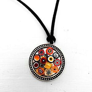 yzWG[EANZT[ y_gUCN~tBI[KXpretty mosaico millefiori fiore in vetro a un pendente