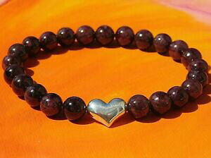 yzWG[EANZT[ Vo[bhK[lbgn[gr[YYuXbgda uomodonna fatto a mano 8mm gemstone amp; bracciale con perline cuore argentorosso granato