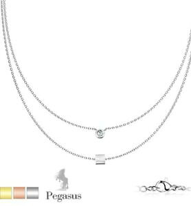 yzWG[EANZT[ [YS[huL[ulbNX* nuovo * rose gold contemporaneo doppio strato inciso love cubo collana