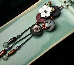 yzWG[EANZT[ VFy_gt[Ahx`[KlbNXfatto a mano guscio ciondolo in legno fiori avventurina yoga mistico collana buddista