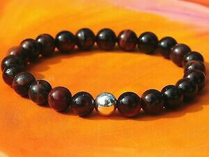 yzWG[EANZT[ Vo[bh^CK[ACr[YYuXbgda uomodonna fatto a mano 8mm gemstone amp; bracciale con perline dargentorosso occhio di tigre