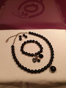 yzWG[EANZT[ NX^hubNZ~bNp[NX^lbNXuXbgCOZbgkrystal london nero ceramica perla amp; cristallo collana, braccia