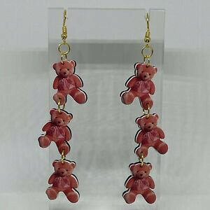 yzWG[EANZT[ gv{E[YefBxAvi[xAWCOtriple fiocco rosa orsacchiotto orso planare resina orecchini h037 divertente regalo divertent