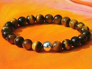yzWG[EANZT[ r[Y^CK[YACYEBYuXbgda uomodonna 8mm handmade gemstone amp; bracciale con perline dargentoocchio di tigre