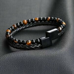 yzWG[EANZT[ i`j^CK[XACX^bNXeXX`[uXbggenuine leather amp; naturali tigers eye bracciale in acciaio inox impilabili 20cm
