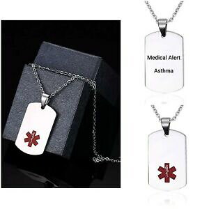 yzWG[EANZT[ lbNXXeX`F[asma asmatico medical alert collana catena in acciaio inox cordolo dog tag