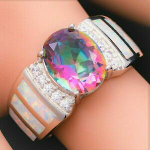 yzWG[EANZT[ t@rXVo[bLzCgIp[~XeBbNOTCYfabulous 925 argento placcato bianco opalemystic topazio anello misura uk tus 105