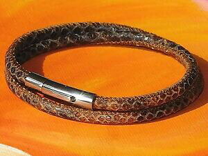 �y���������z�W���G���[�E�A�N�Z�T���[ ���C���x�C�A�[�g�u���E�����U�[�X�l�[�N�v�����g�X�e�����X�X�`�[���u���X���b�gdonna in pelle marrone snakeprint amp; bracciale in acciaio inox da lyme bay art