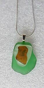 �y���������z�W���G���[�E�A�N�Z�T���[ �O���[���N���A�u���E���R�[�j�b�V���V�[�O���X�y���_���g�l�b�N���X�I���{�b�N�Xverde, clear amp; brown cornish mare vetro ciondolo collana su 18 in confezione rega