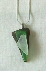 �y���������z�W���G���[�E�A�N�Z�T���[ �O���[���N���A�u���E���R�[�j�b�V���V�[�O���X�y���_���g�l�b�N���X�I���{�b�N�Xverde, clear amp; brown cornish mare vetro ciondolo collana su 18 in confezione rega