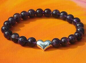 yzWG[EANZT[ YEBYVo[uXbgn[gAWXgr[Yda uomodonna 8mm handmade gemstone amp; silver bracciale con perline cuoreametista