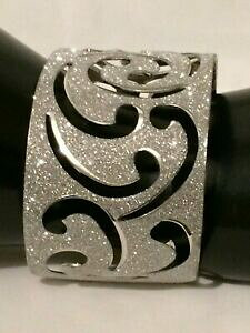 yzWG[EANZT[ XpR[uXbgXe[ggdichiarazione grosso grande ampio spessore argento glitter con lustrini luccicante braccialetto matrimo